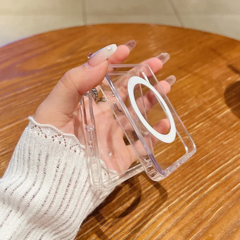 Trasparente per Magsafe Magnete Custodia per telefono con ricarica wireless per Samsung originale Z Fold 7 6 5 4 3 Flip 7 6 5 4 Cover posteriore in acrilico