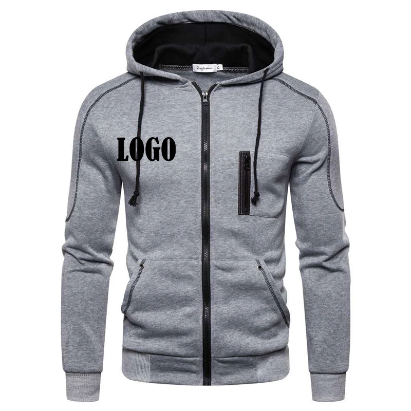 Camisola de algodão com capuz masculino, Zip-Up Hoodie, Cardigan personalizável, guarda-chuva casual, mais novo, S-4XL