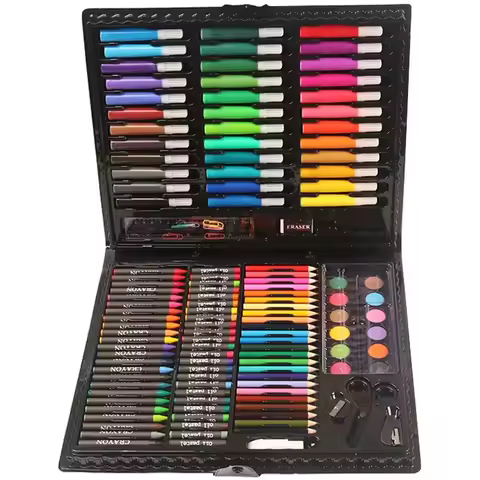 150 Brush Set Children's Painting Stationery Art Oil Painting Stick Tool Watercolor Pen Crayon Pencil Graffiti Gift Box