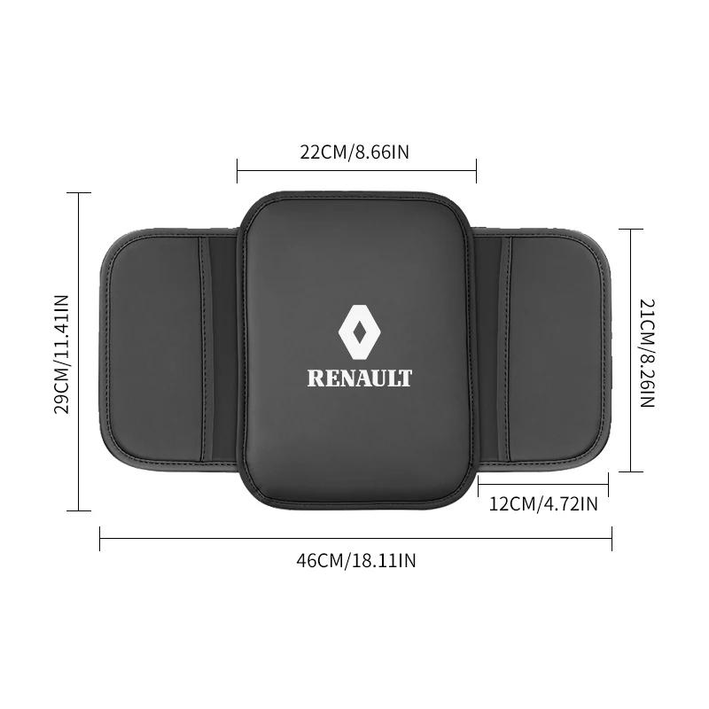 Leather Car Armrest Box Pad Car Center Console Arm Rest Protector Cover with Storage Pocket for Renault Sport Duster Megane 2 3