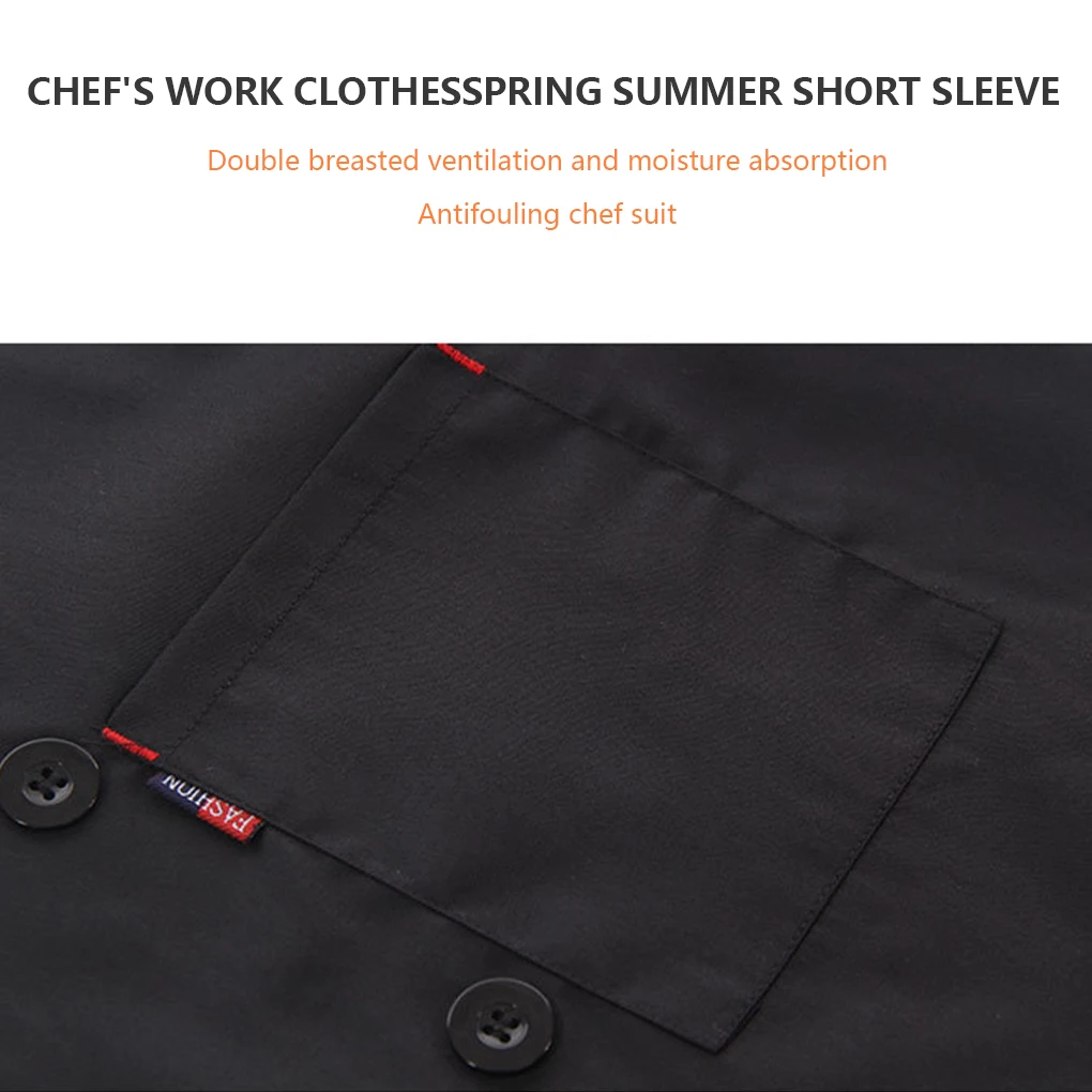코트 반팔 요리사 재킷 요리 유니폼 의류 블랙 XXL