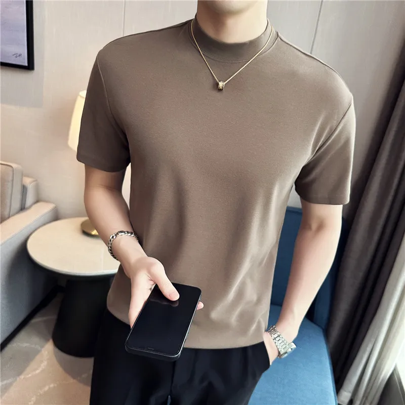 Camiseta de manga corta con cuello redondo para hombre, camisa informal holgada de algodón, Color sólido, Tops de alta calidad, ropa de calle, 2023