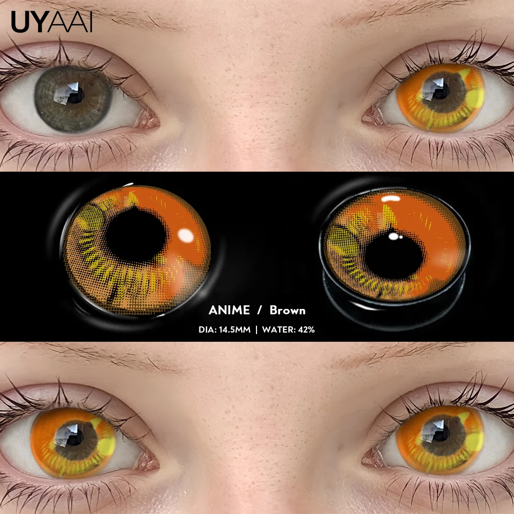 UYAAI Farbkontakt Cosplay Farbe Schüler Make-up Schönheit Grüne Linse 14,5 mm Schwarze Linse Frau Cosplay Rote Linse Halloween Weiße Linse – Detail 15