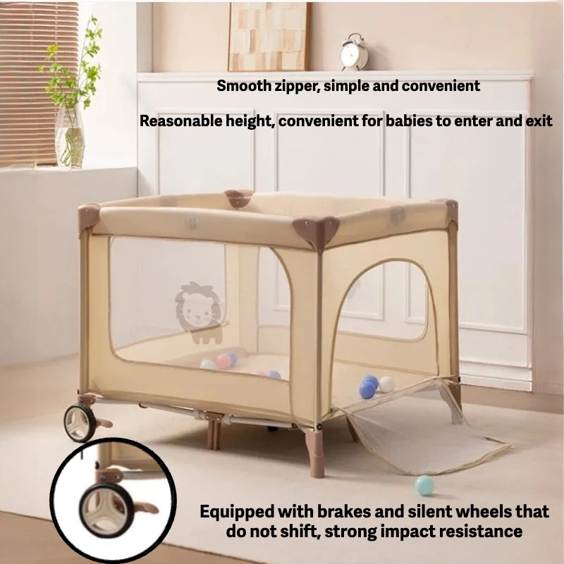 

Foldable Baby Crib with Wheels - Portable Newborn Bed, Convertible Playpen & Bassinet | Multifunctional Infant Travel Crib