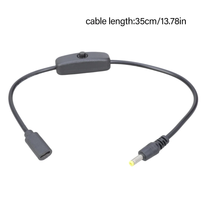 Travel 35cm Power Cord USB C Female to DC4.0mmx1.7mm Male Cable Line for 5V Devices Webcam Toy Fan Lighting 83CF
