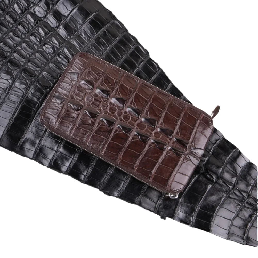 Exotic style real crocodile leather men's long clutch bag zipper wallet authentic real crocodile leather men's card bag
