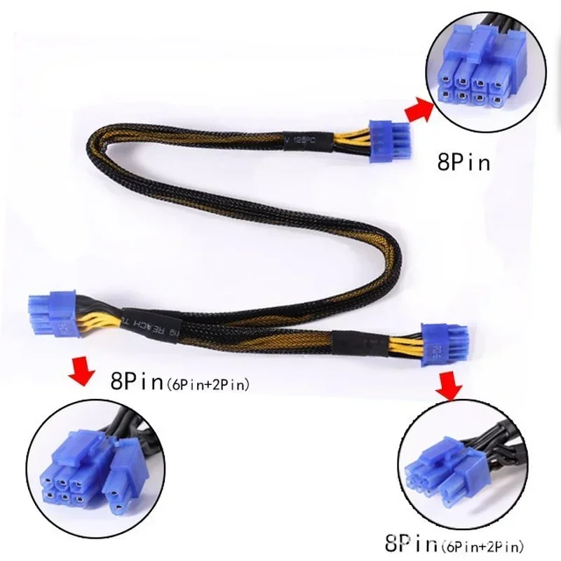 Tarjeta gráfica Cable adaptador de 8 pines a doble 8 pines, tarjeta gráfica 8p a PCI-E Dual 6P+2