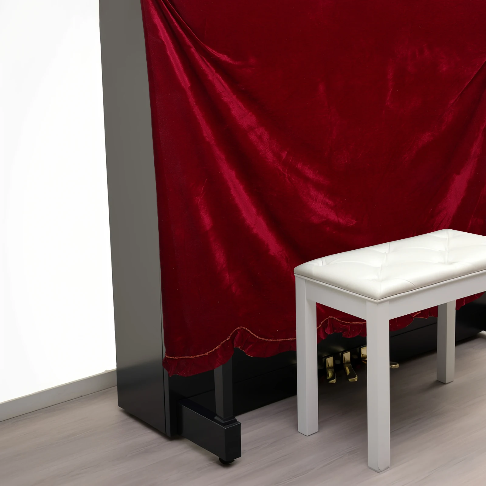 

Luxury Pleuche Piano Cover For Upright Vertical Full Dustproof Protective Slipcover Decorative Fringe Reusable Washable Piano