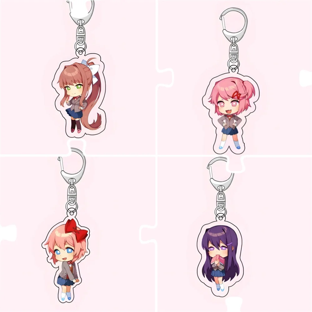 Anime Cute Literature Department Girl Key Chain Keychains Ring for Accessories Bag Pendant Keyring Jewelry Fans Love Gifts