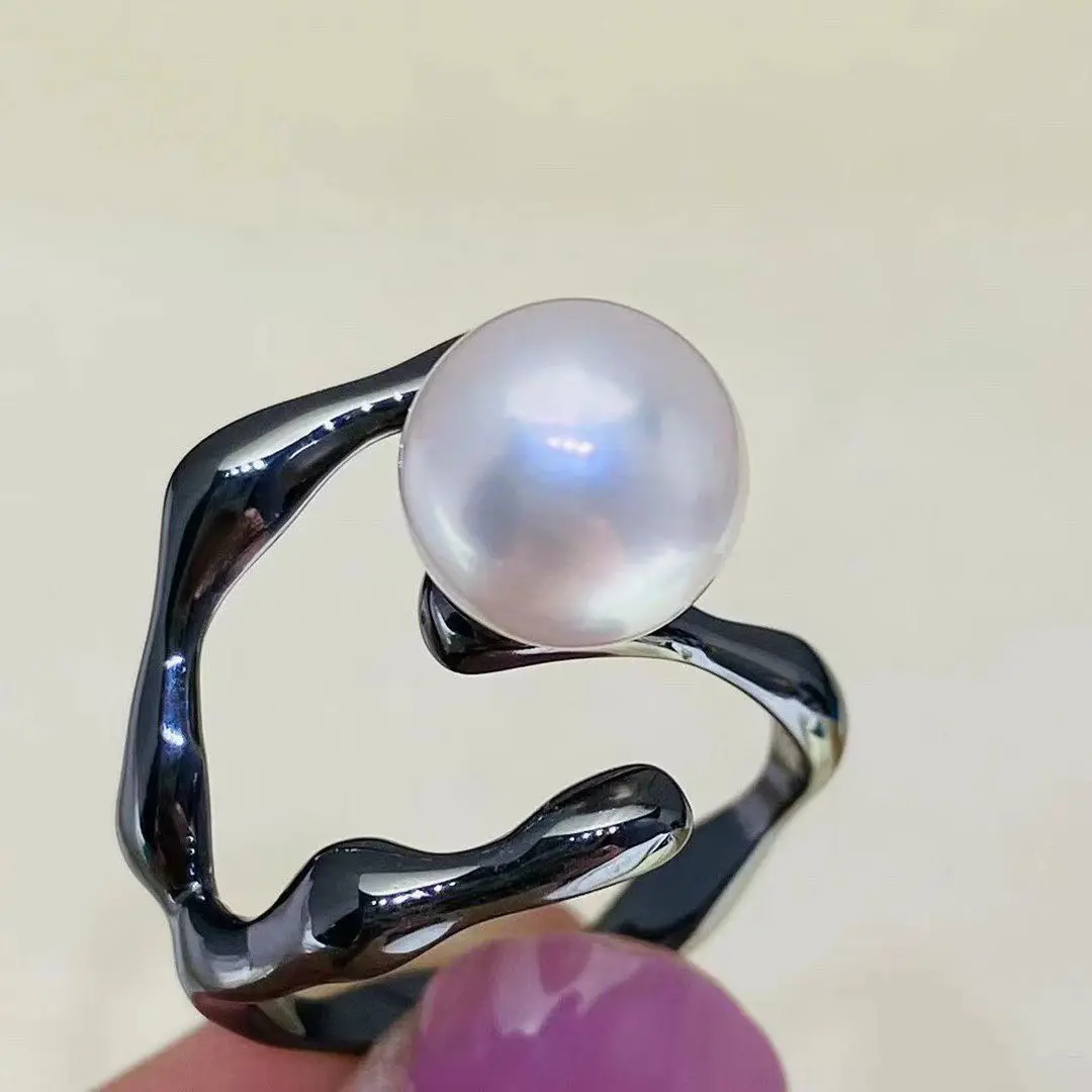 Wholesale 925 Sterling Silver Adjustable Ring Mount Settings Findings Mountings Accessory Parts for 8-9mm Pearls, 5pcs/lot