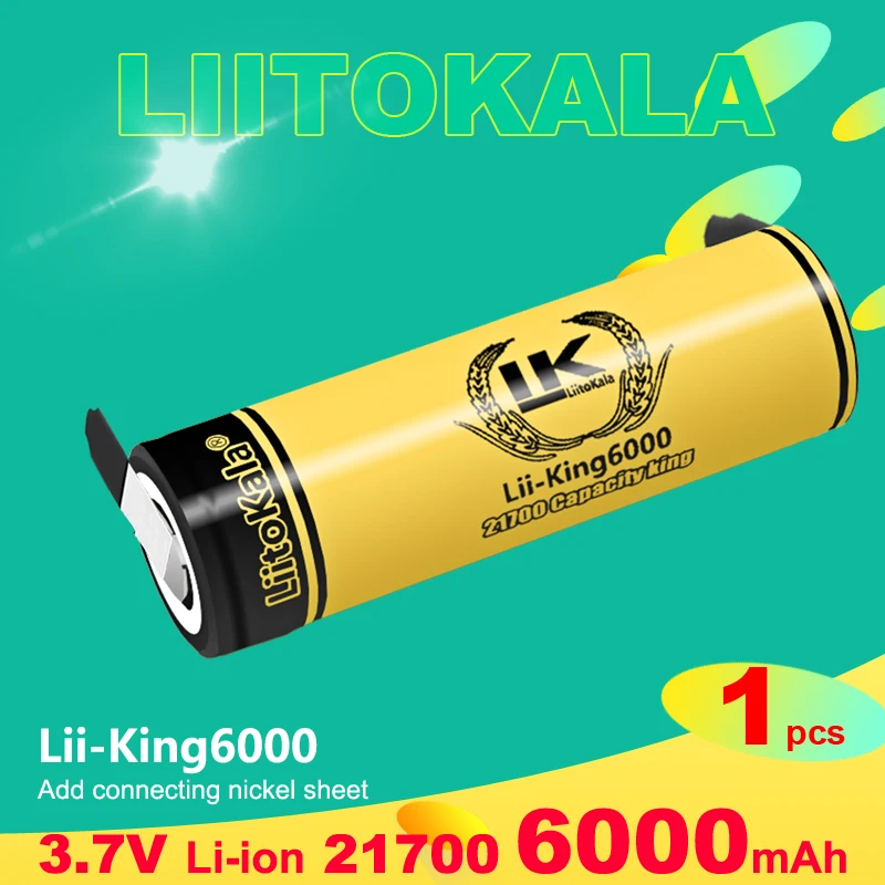

1 шт. LiitoKala King6000-N 3,7 В 21700 6000 мАч литиевая аккумуляторная батарея для динамика светодиодный фонарик аксессуар