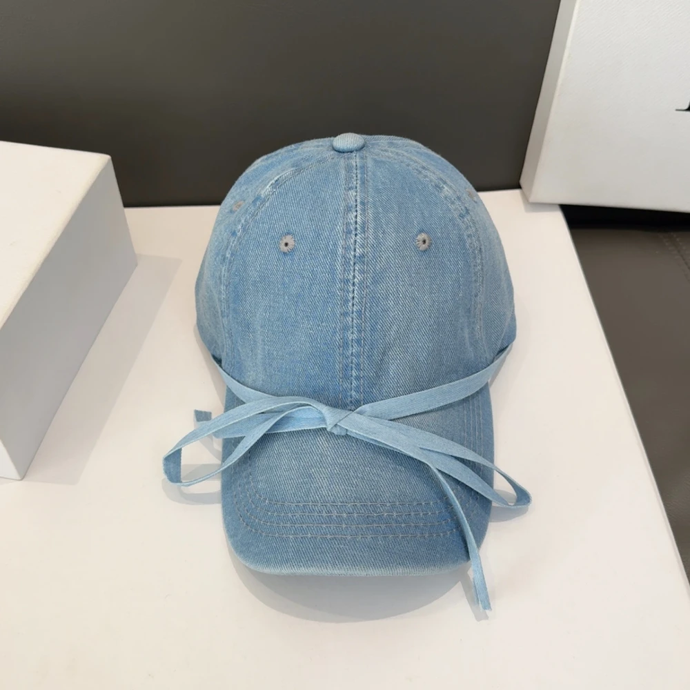 USPOP 2024 New Women Bow Denim Baseball Cap Diamond Heart Baseballl Caps  Peaked Cap