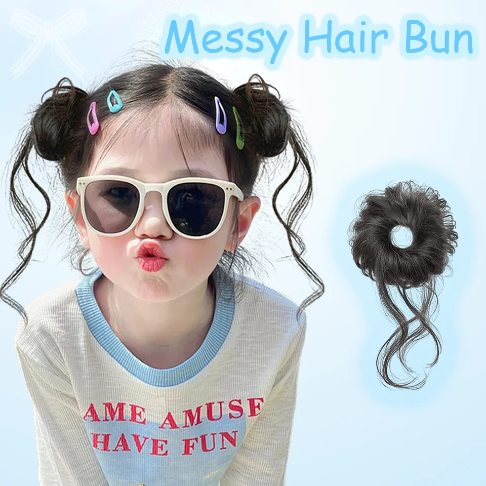 LUPU Synthetic Messy Bun Hair Piece Curly Hair Bun Extensions With Straight Tails Hair Scrunchies Ponytail Hairpieces For Women