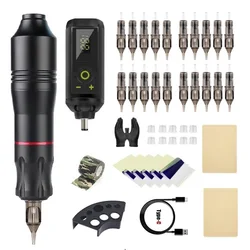 Kit pistola per tatuaggi Wireless professionale penna rotante 20 pezzi aghi per tatuaggi a cartuccia per Set di macchine per tatuaggi trucco permanente per Body Art