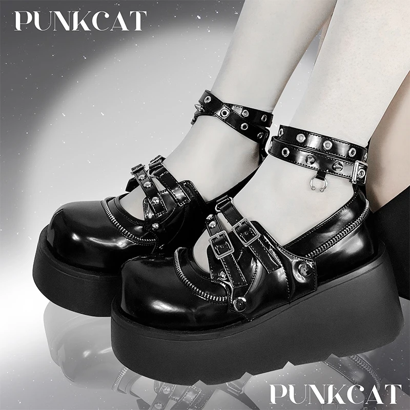 

Cos Twin Shadow Punkcat Original Punk Thick Sole Shoes Y2k Subcultural Spicy Girl Gothic Lolita Songcake Shoes