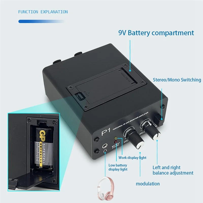 

B30C-P1 Headphone Monitor Headphones Preamplifier Earphones Amplifier Amp With XLR Inputs 6.35 Output Audio Amp