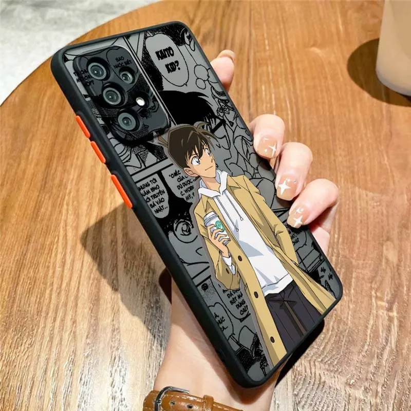 Модный чехол для телефона D-Detective C-Conan для Samsung A73 A72 A71 A55 A54 A53 A52 A51 A35 A25 A15 A14 5G Матовый полупрозрачный