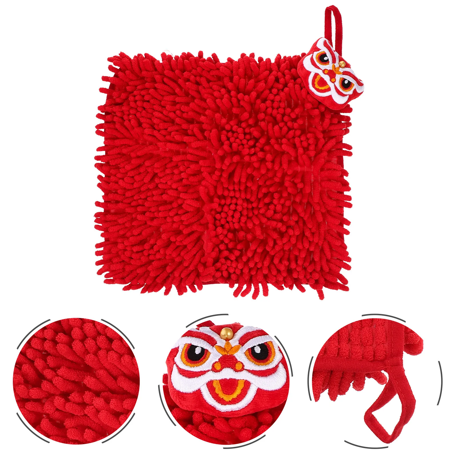 

Chenille Hand Towel Fast Drying Absorbent Hanging Loop for Kitchen Bathroom Use Lovely Soft Reusable Paper Towels