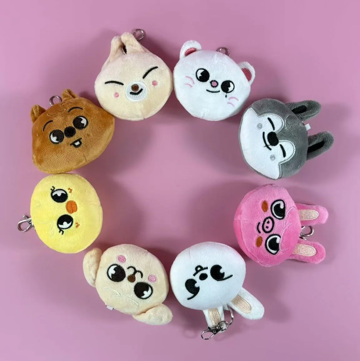 

SKZOO New Children's Toy Plush Keychain Stray Kids Cartoon Animal Head Doll Keychain Doll Children's Gift