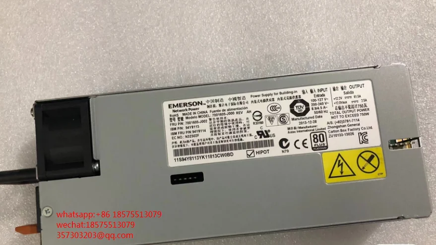 

FOR Emerson 7001605-J000 94Y8113 94Y8114 NETWORK POWER POWER SUPPLY IBM x3650m4 750W 1 PIECE