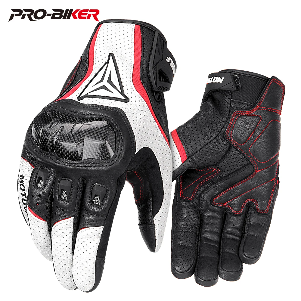 

Carbon fiber Motorcycle Gloves Genuine Leather Motorcross Gloves Wearable Biker Motobiker Moto Protection