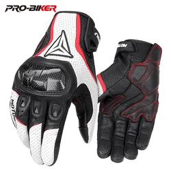 Carbon fiber Motorcycle Gloves Genuine Leather Motorcross Gloves Wearable Biker Motobiker Moto Protection