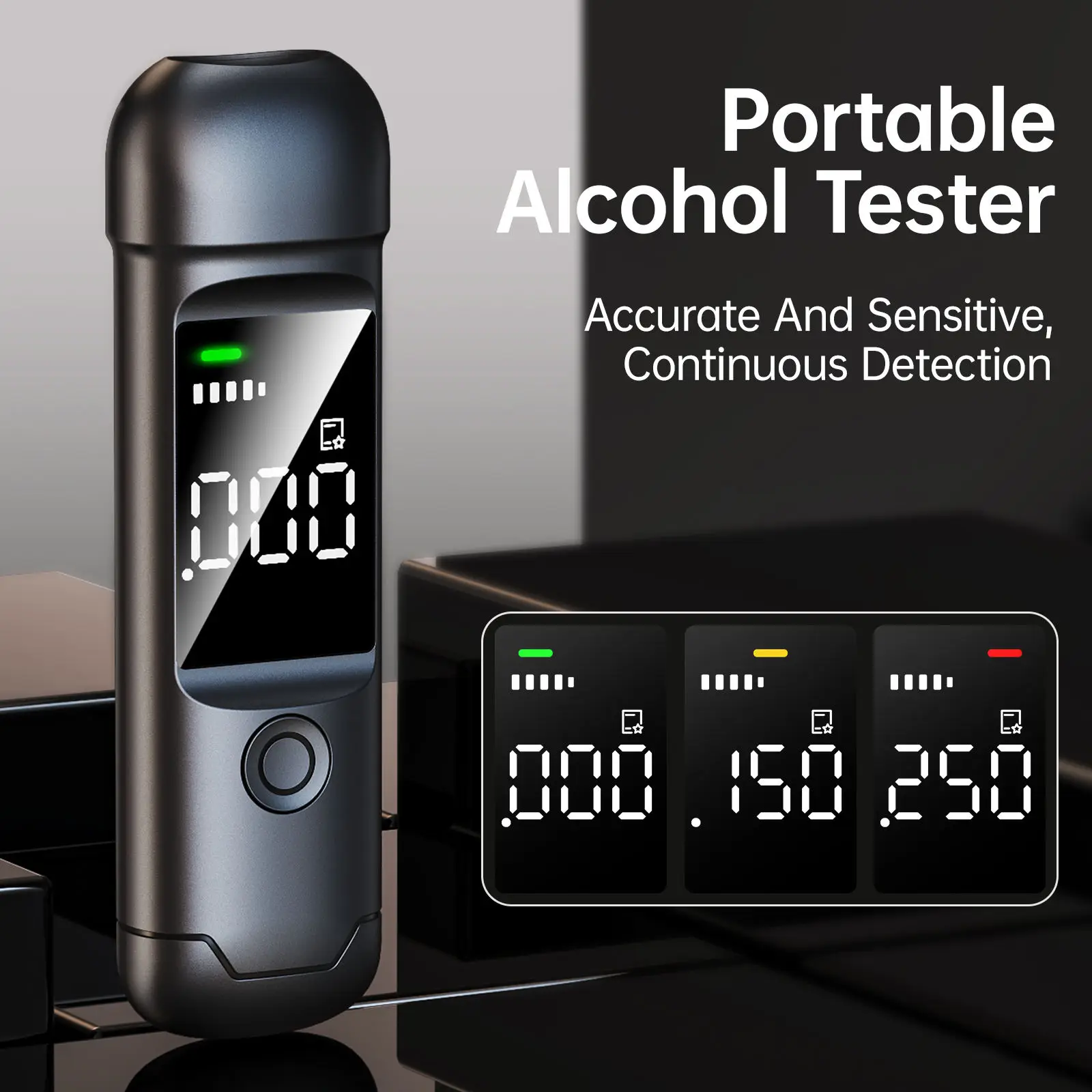 Portable Breathalyzer for Personal Use with LCD Digital Display & Alcohol Tester - Pocket-Sized BAC Tester for Sobriety Check