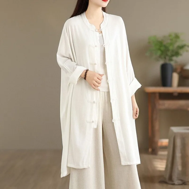 

Элегантная женская рубашка-пальто больших размеров для весны и осени, с длинным рукавом, на пуговицах, средней длины, повседневная, удобная, дышащая, модная.