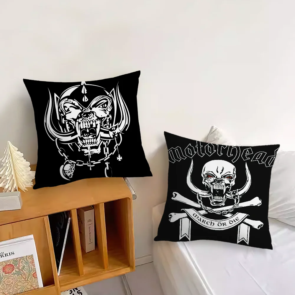 Rock Band  Pillow Case For Sofa Bedroom Living Room Office Bedside Table M-MotorheadS Backrest Cushion Printing Square