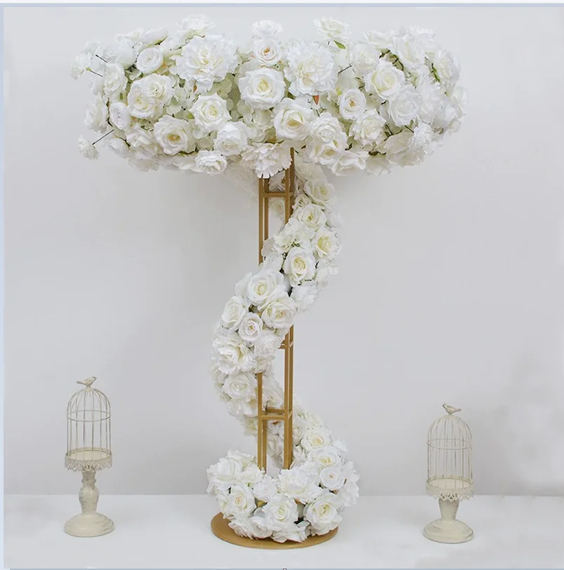 6 Stück Großhandel Hochzeitsbühnen-Blumenständer aus galvanisiertem Gold, 100 cm, Hochzeitsdekorationen, dekorative Ornamente, Wegführung – Detail 1