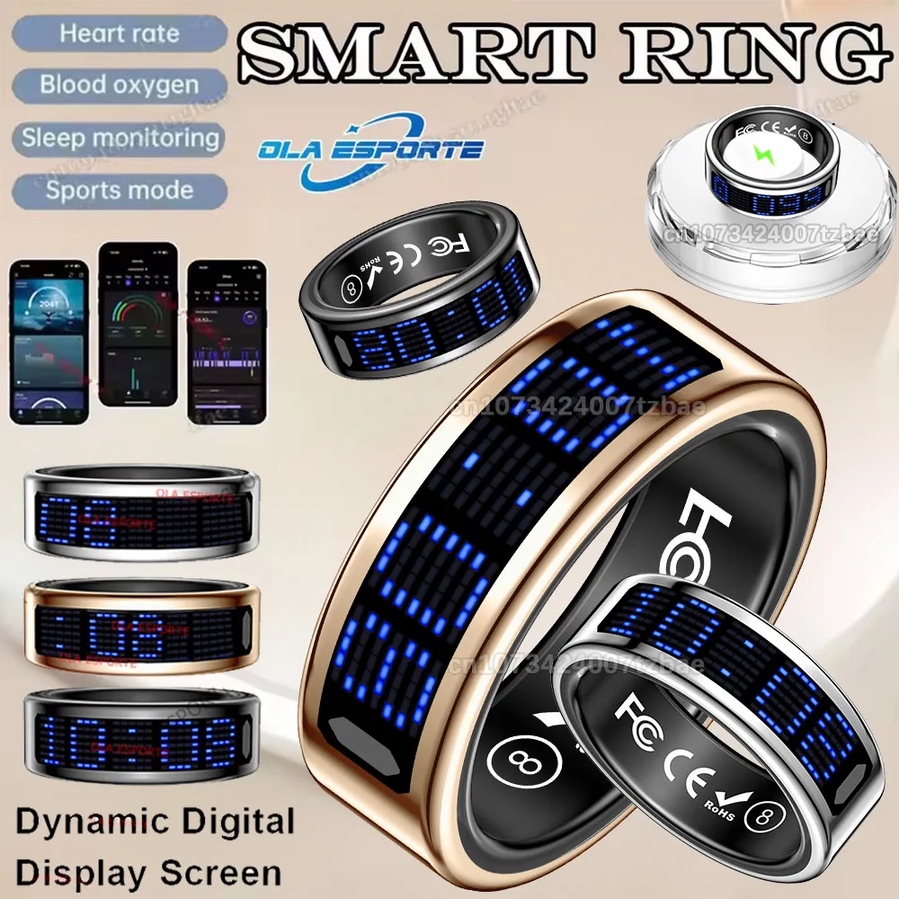 

New Smart Ring 2025 Display Screen Gestures Control Video 5ATM Waterproof Remote Camera Blood Oxygen Monitor Multi Sports Mode