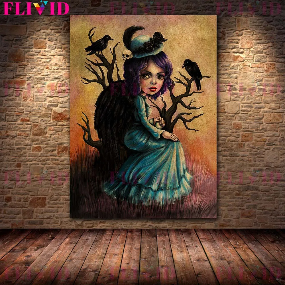 The Creepy Twins And Bird Lady Gothic Horror Art Poster Print Home Decor The Fox Witch Vintage Wall