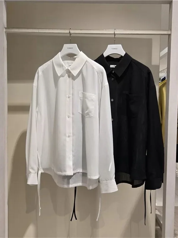 

Minimalist Pure Color Long Sleeve Shirt Collared Women's Fashion Spring 2026 Early Season Small Audience Design Breathable Sk...