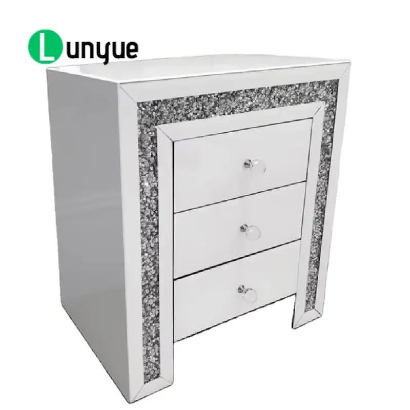 Top Seller Mirrored Nightstand 3 Drawer Bedside Table Night Stand Meubels Bedroom Furniture Source Factory Direct Sale