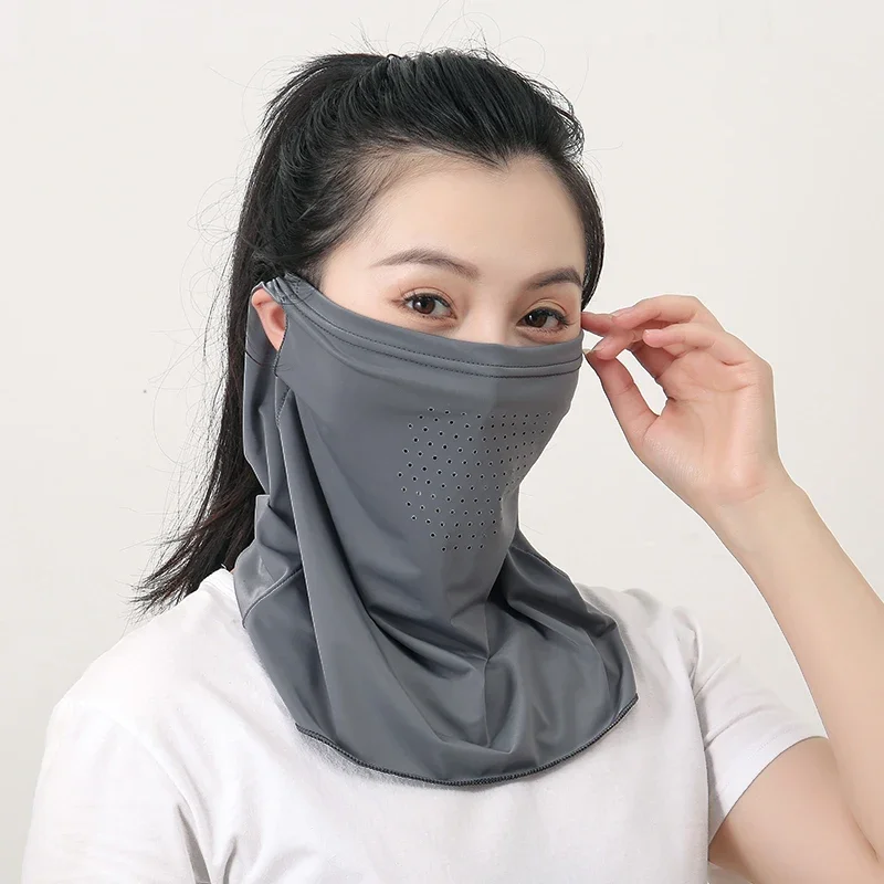 

Outdoor Sunscreen Mask Women Girl Ice Silk Face Mask Breathable Mesh Face Cover Driving Riding Hiking Hunting Running Sport Mask