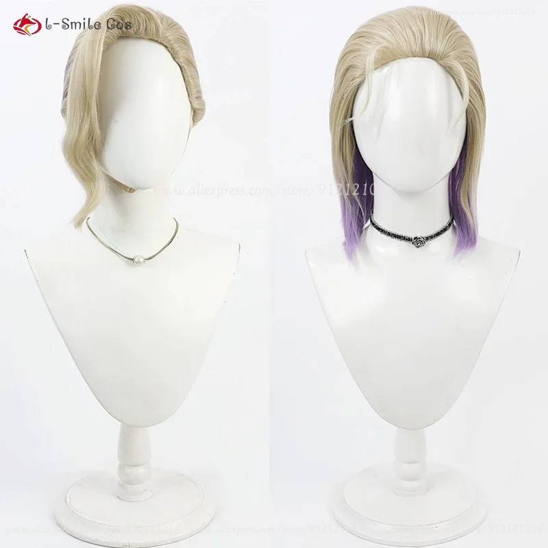 

Vil Cosplay Wig Linen Purple Mixed Wigs For Women Cosplay Costumes Anime Wig Heat Resistant Synthetic Hair Halloween + Wig Cap