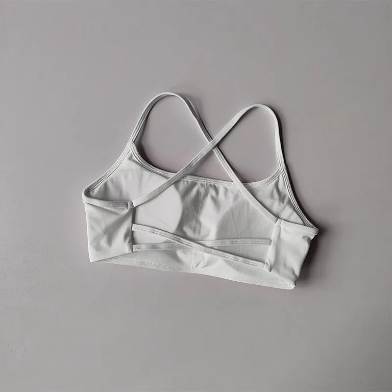 Damen Fitness-BH in Uni-Farbe, Weicher Rückenfreier Push-Up Gym-BH, Sport-Top mit Brustpolster, Yoga-BH, Sport-Crop-Top – Detail 3