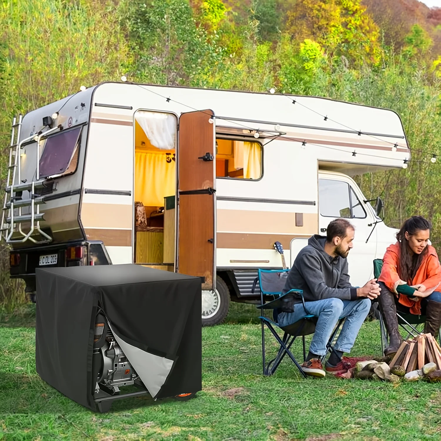 غطاء المولد 32x24x24 بوصة - جودة عالية في جميع الأحوال الجوية وبوليستر مقاوم للأشعة فوق البنفسجية لمولدات 5000-10000 وات #6