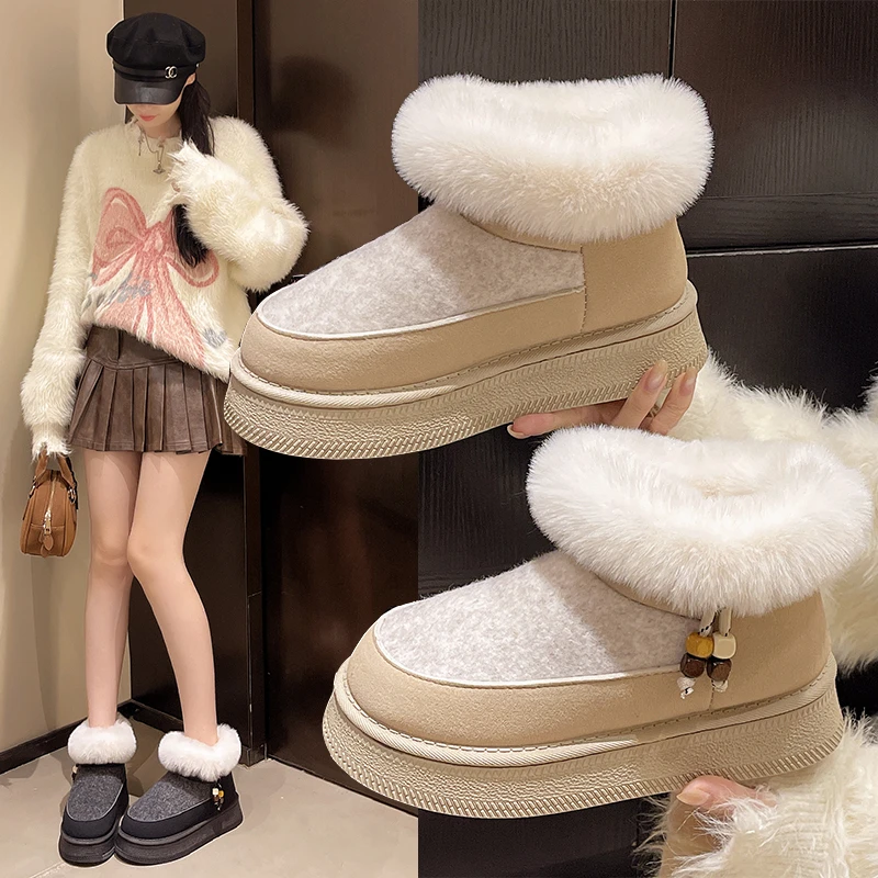 

Женские модные зимние ботинки, размеры 35–42, новые утолщенные удобные короткие ботинки с круглым носком, простая и универсальная обувь