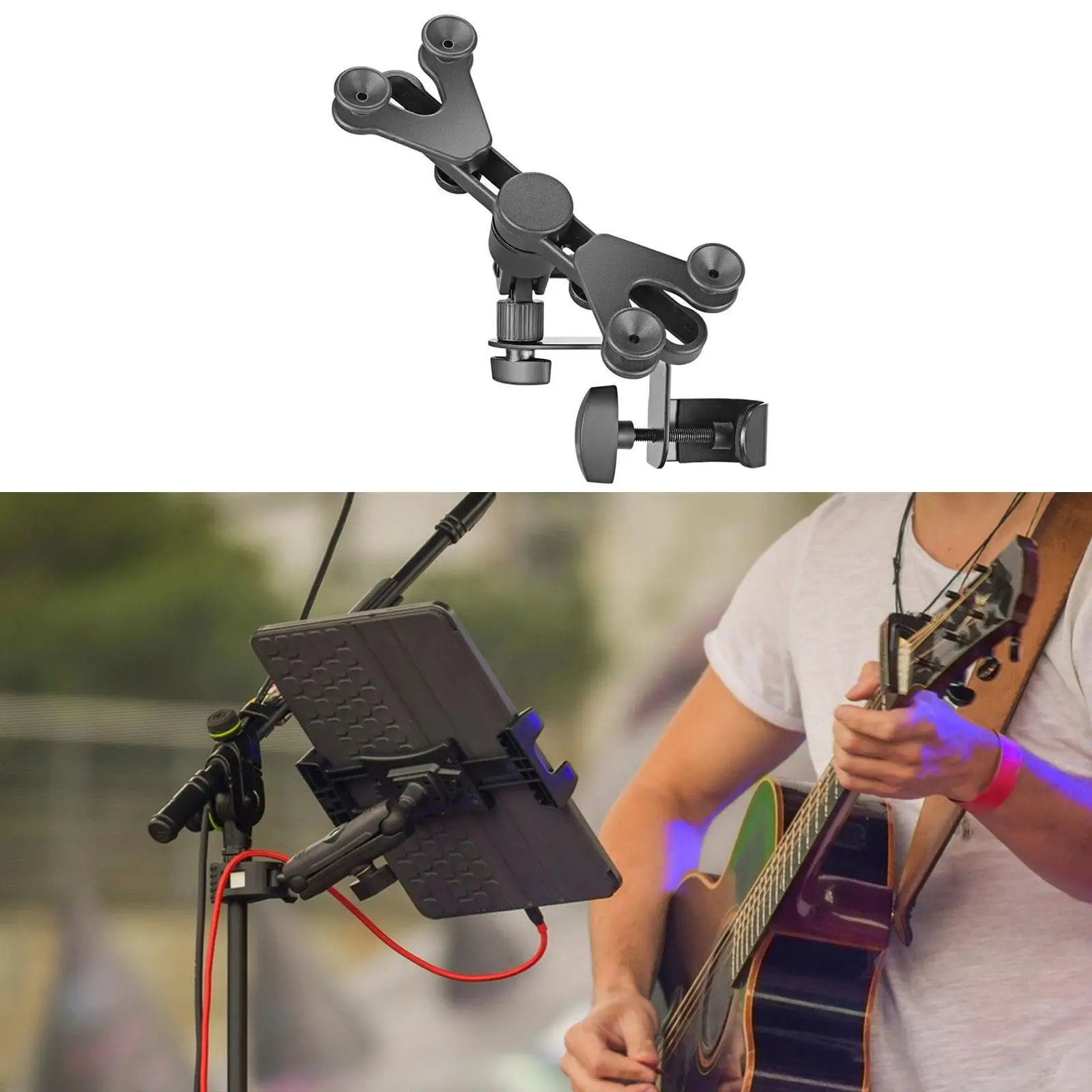 

Adjustable Tablet Holder for Music Stand Guitar Fashion 360 Degree Rotation