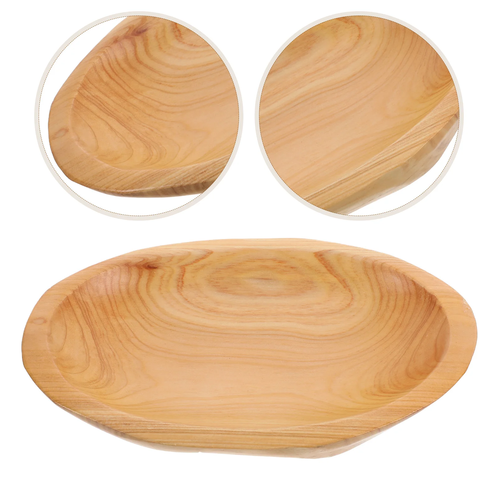 Coaster Solid Wood Fruit Bowl Wooden Oval (Small Size 22×14×3cm) Retro Decor Trays Simple Dried