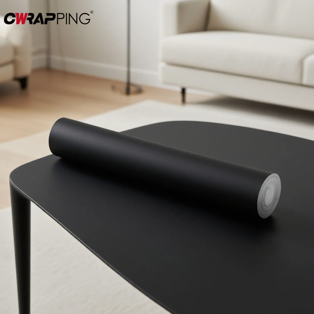 Matte Black Kitchen Adhesive Sticker Furniture Decoration PVC Waterproof Home Wall Room Paper for Self-adhesive Vinyl Floor Film