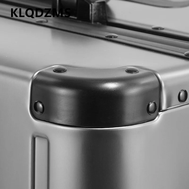 KLQDZMS Suitcase on Wheels Full Aluminum Magnesium Alloy Boarding Box Men's Business Trolley Case 20