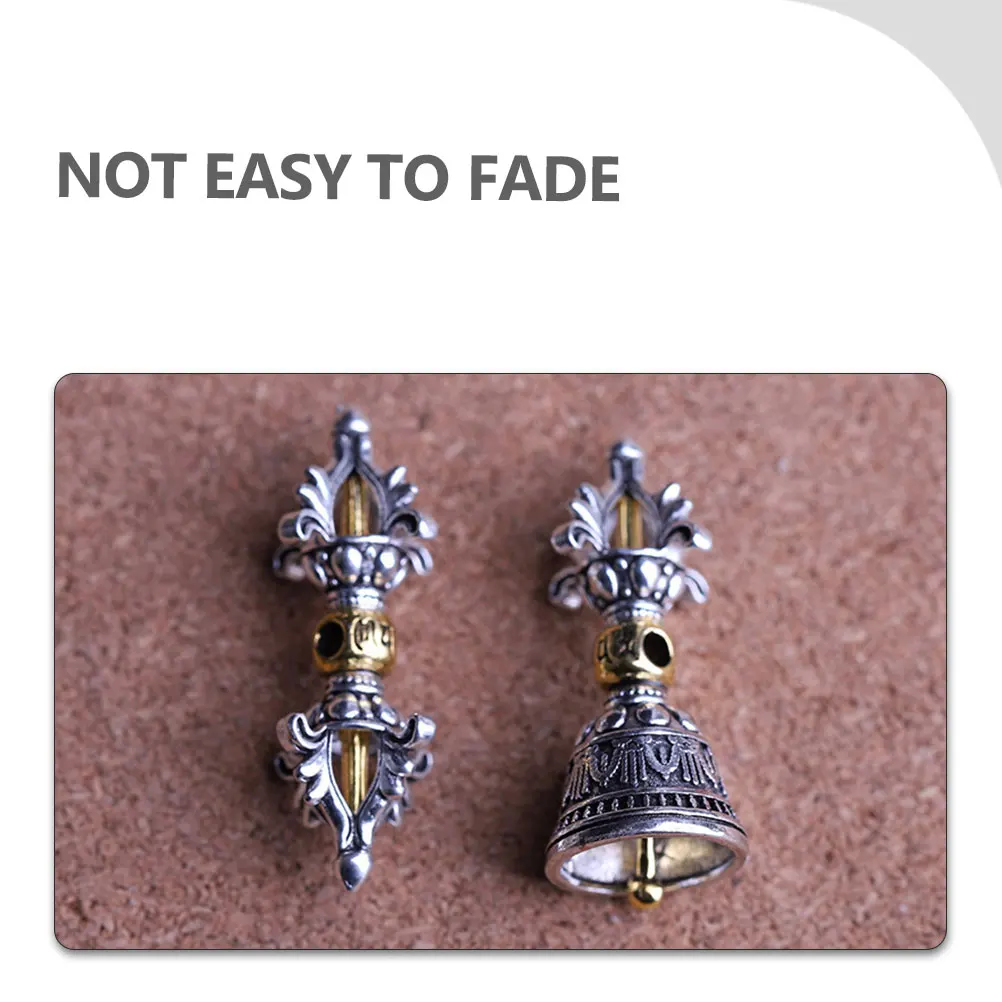 

4pcs Vajra Bell Pendant Retro Metal Keychain Vintage Buddhist Craft Diy Pendant For Necklace Backpack Handbag Charm Jewelry