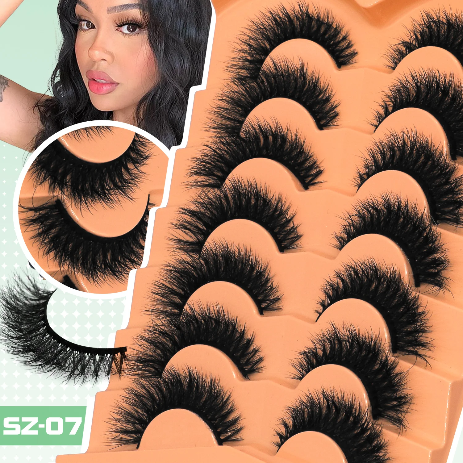 Veltrinay Cat Eye Falsche Wimpern, künstliche Nerz-Wimpern, flauschig, weich, natürlich, russischer Streifen, Make-up, dramatische falsche Wimpernverlängerung