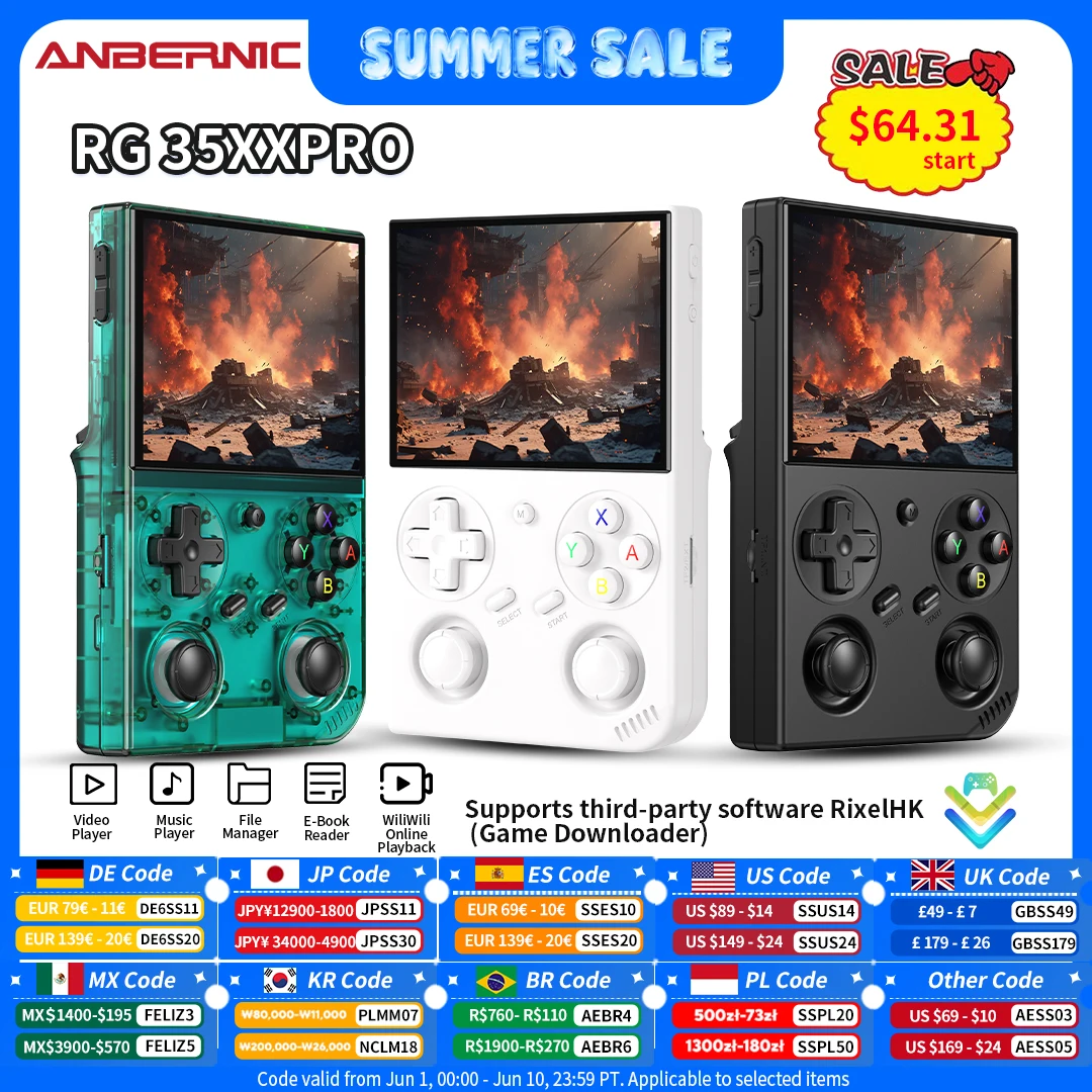 Anbernic RG 35XXPro Console de jeu portable rétro RG35XX Pro lecteur de jeu prise en charge RixelHK WiFi contrôleur de Streaming sortie TV HD