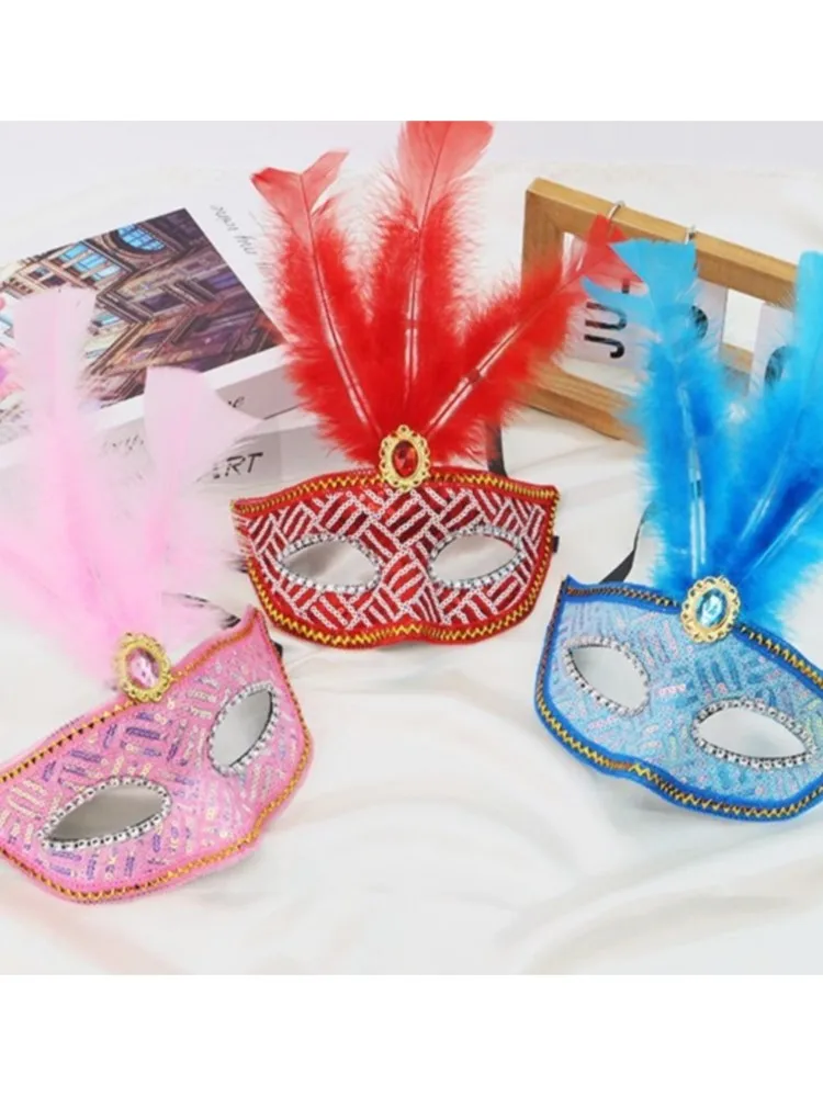 Masque pour les yeux Sexy plume eau diamant gland vénitien mascarade bal Halloween fête déguisement accessoires de déguisement dame masque facial