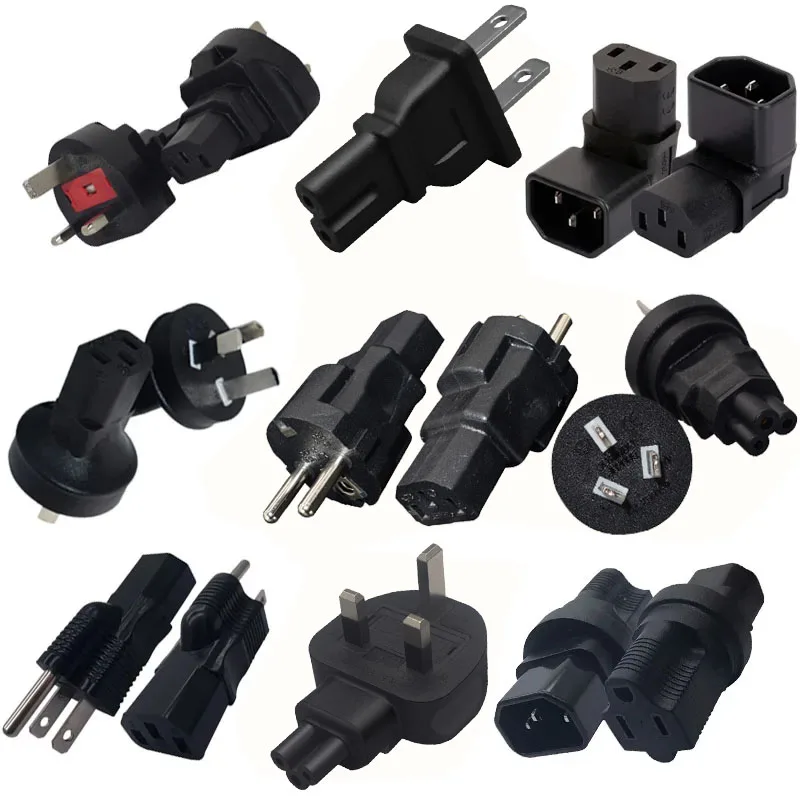 1szt IEC320 C13 C5 C7 do AU UK EU US Convert Connector European Australia America 5-15R to C14 C5 C7 C13 Adapter Socket Plug