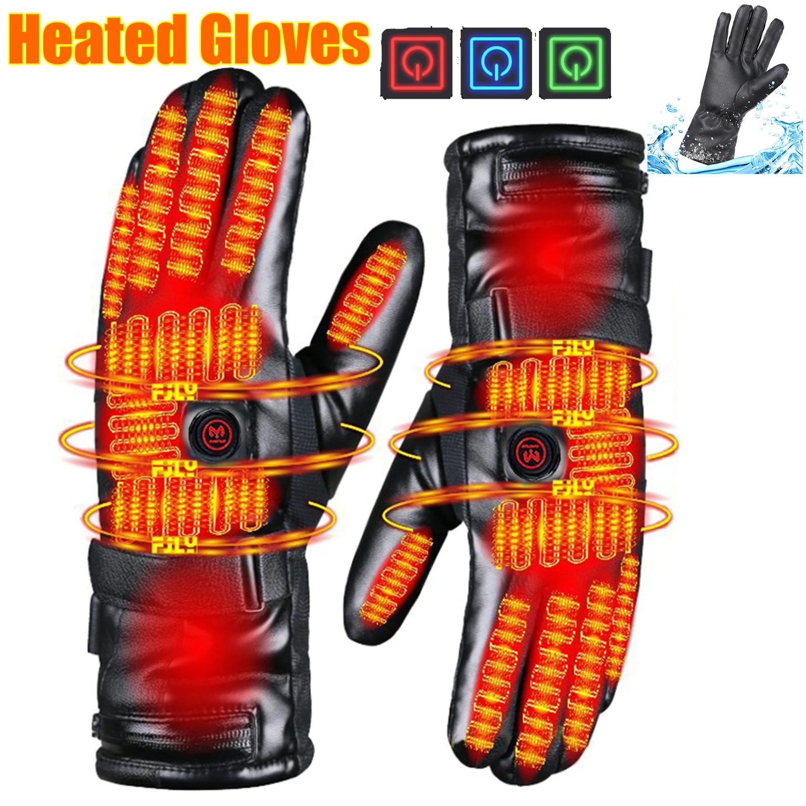 

Перезаряжаемые перчатки с подогревом, водонепроницаемые электрические зимние перчатки, 3 температурных режима, грелка для рук для мотоцикла, лыж, велосипеда