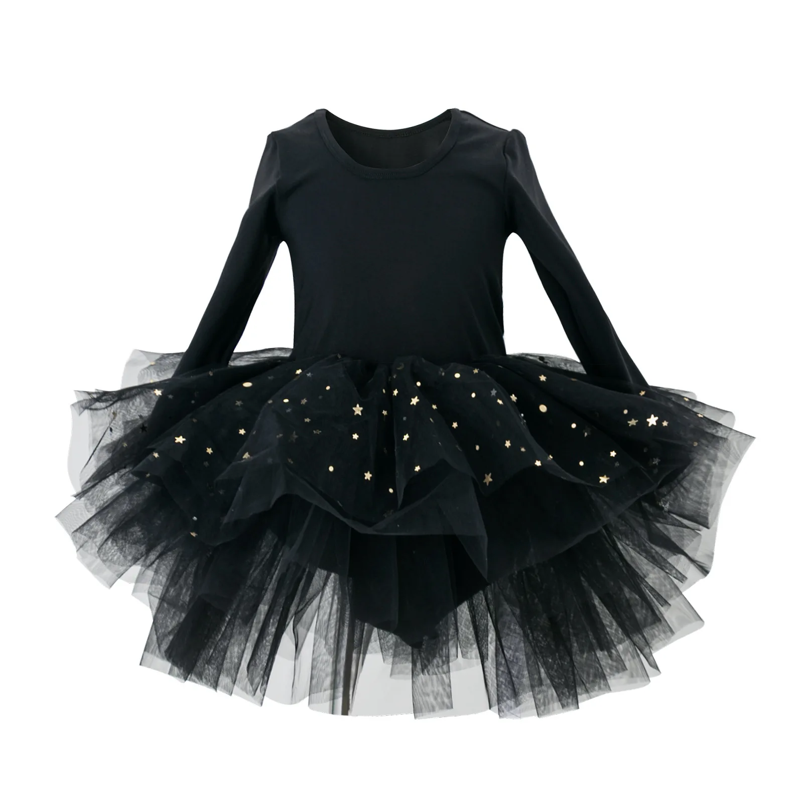 Girl Ballet Tutu Dress Fashion Kids Dancing Party Long Sleeve Vest Dress Performance Costume Princess Wedding Girl Dress L011